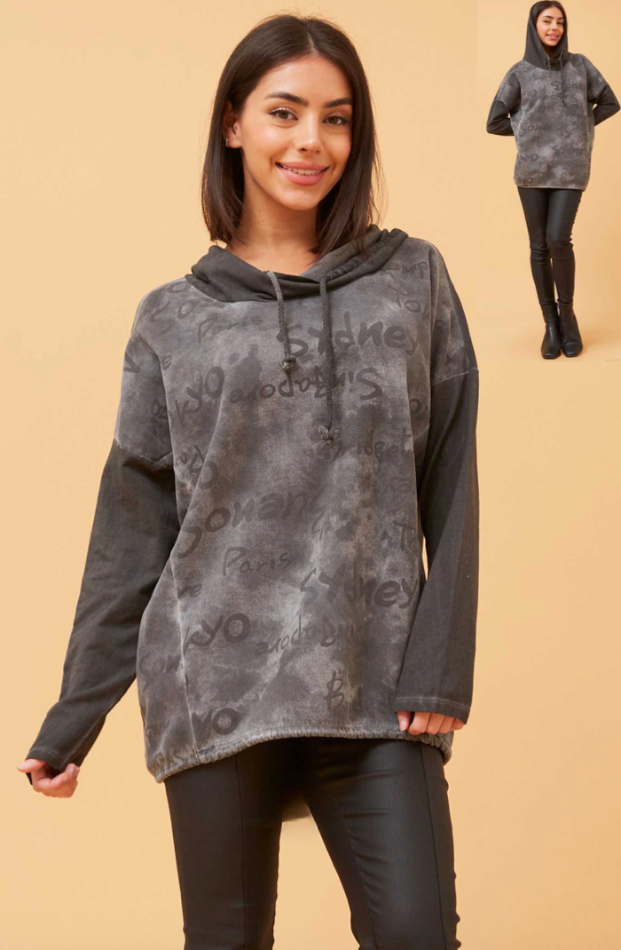 Italian Graphic Hoodie | Gunmetal