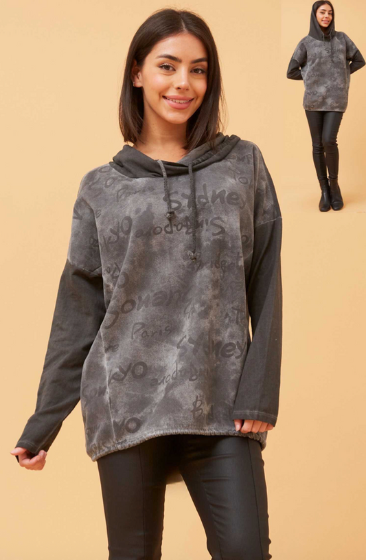 Italian Graphic Hoodie | Gunmetal