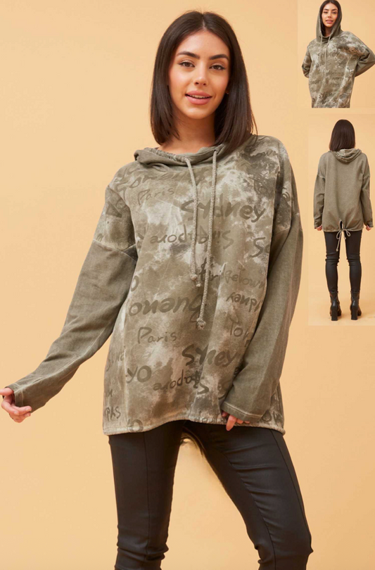 Italian Graphic Hoodie | Khaki