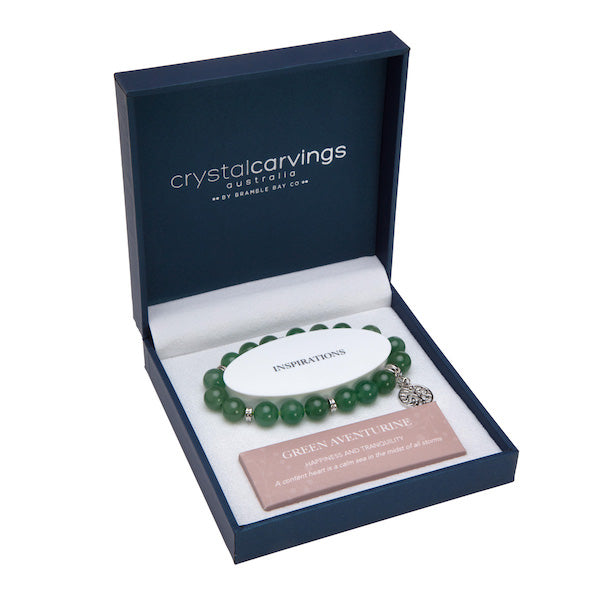 Green Aventurine Bracelet 10mm Bead Silver