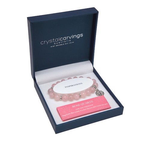 Rose Quartz Bracelet 10mm Bead Silver