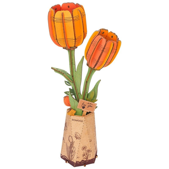 Rolife Wooden Bloom Craft | Orange Tulip