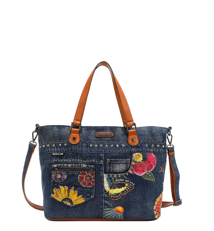 Nicole Lee | Butter-Flower Denim Tote