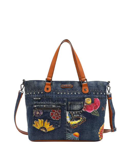 Nicole Lee | Butter-Flower Denim Tote