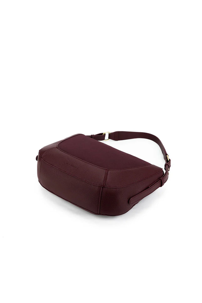 Fleur Burgandy Suedette Top Handle Handbag