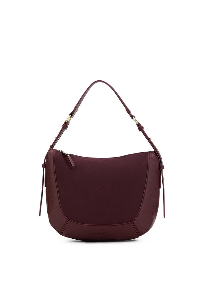 Fleur Burgandy Suedette Top Handle Handbag