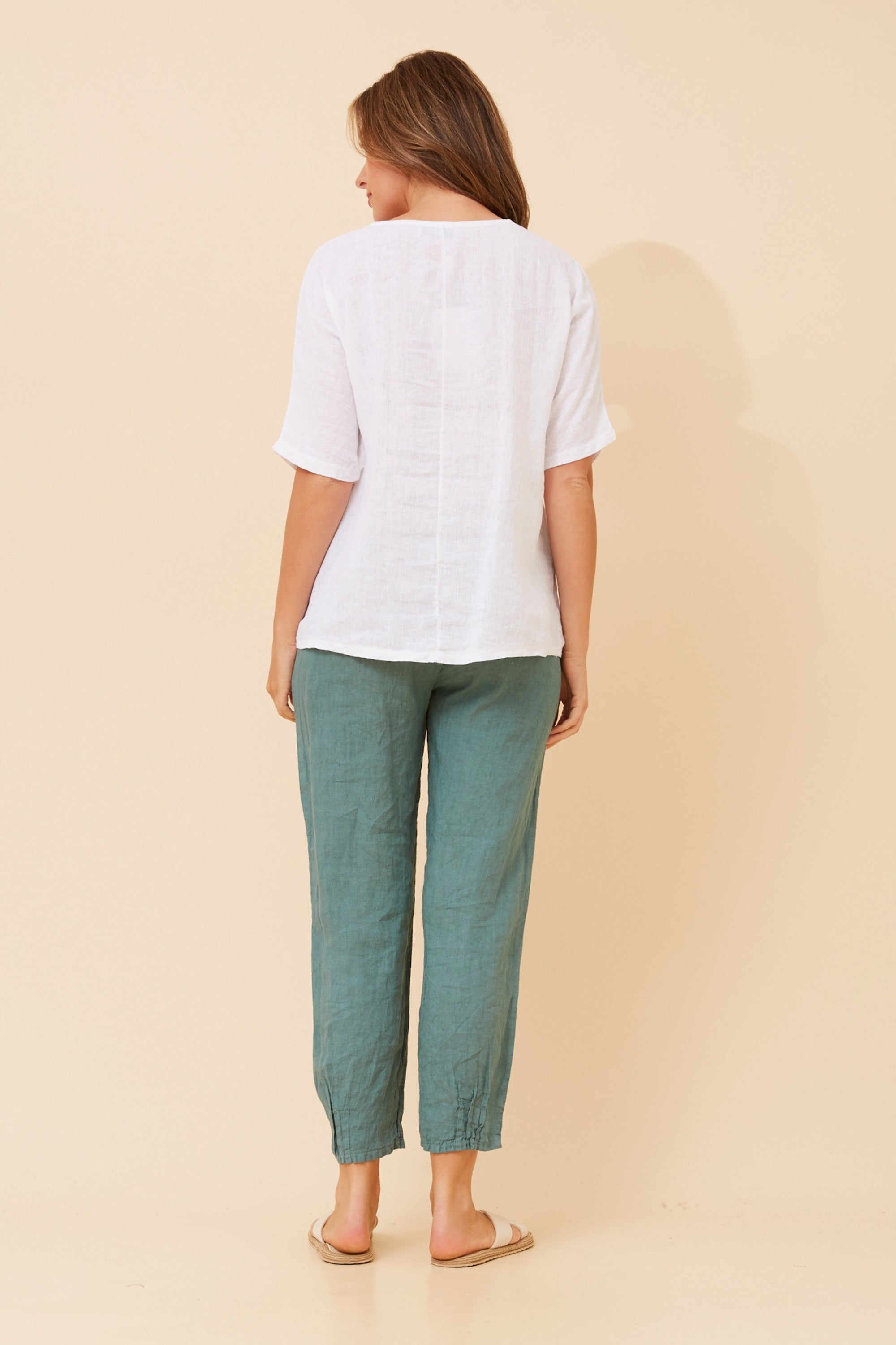 Carena Floral Linen Top - White