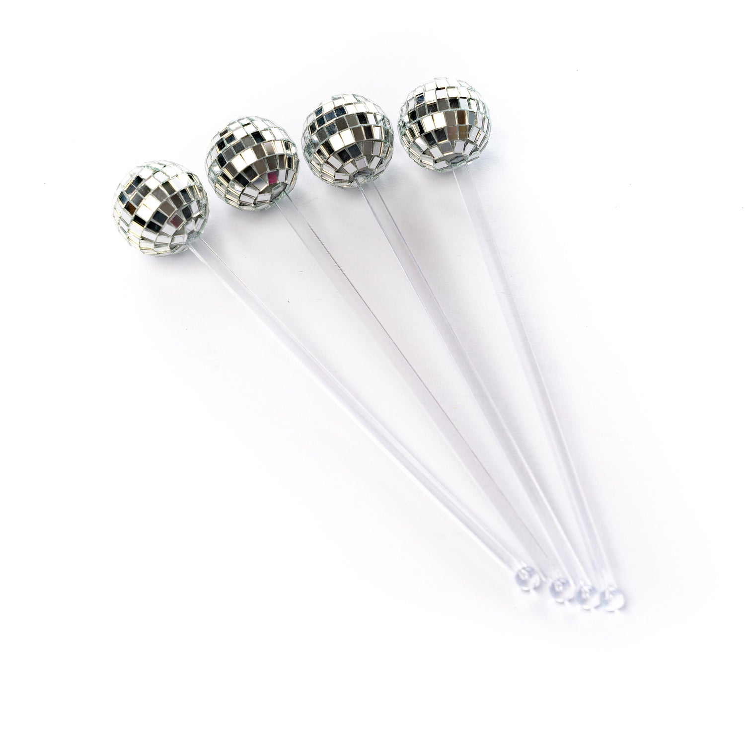 NPW Disco Drink Stirrers 4pcs Set Silver