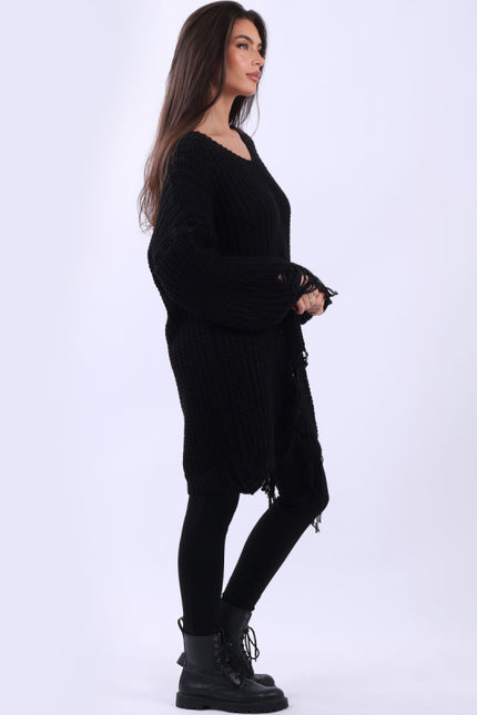 Drop Shoulder Knit | Black