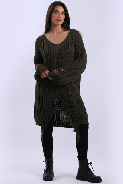 Drop Shoulder Knit | Khaki