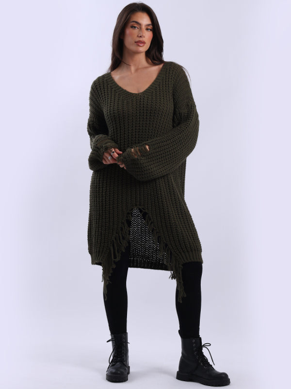 Drop Shoulder Knit | Khaki