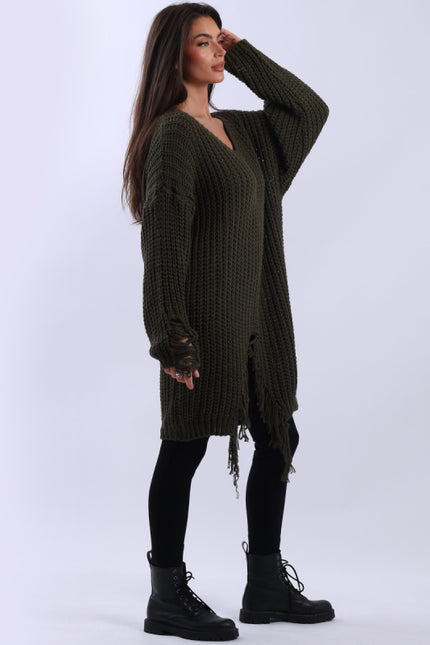 Drop Shoulder Knit | Khaki