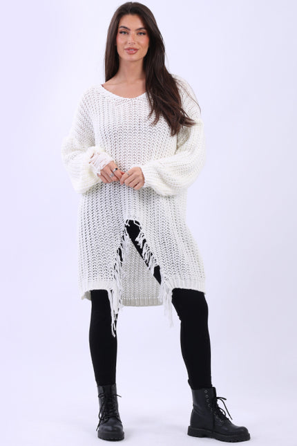 Drop Shoulder Knit | White