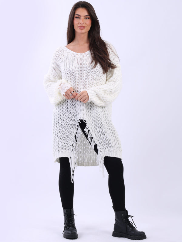 Drop Shoulder Knit | White