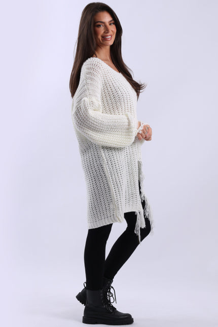 Drop Shoulder Knit | White