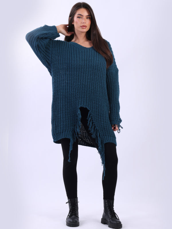 Drop Shoulder Knit |Teal
