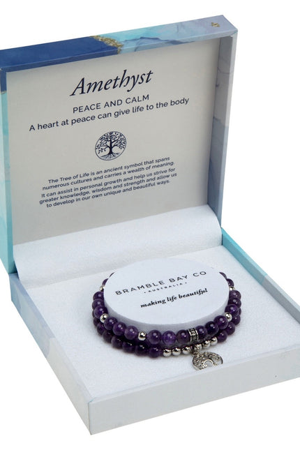 Tree of Life Duo Bracelet Set - Amethyst Rhodium