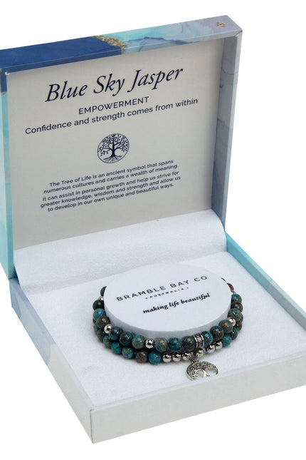 Tree of Life Duo Bracelet Set - Blue Sky Jasper Rhodium