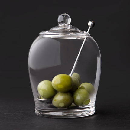 Davis & Waddell Olive Jar with Spoon Clear & Stainless Steel