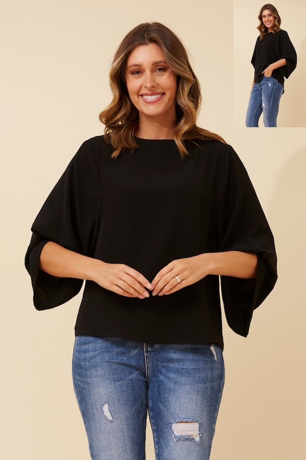 Angel Sleeve Top | Black