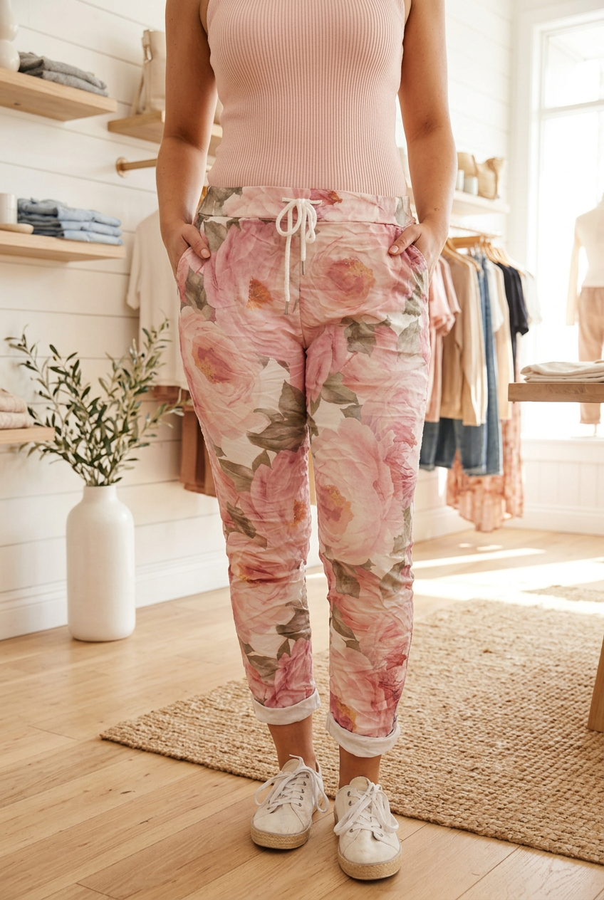 Floral Print Crop Pants