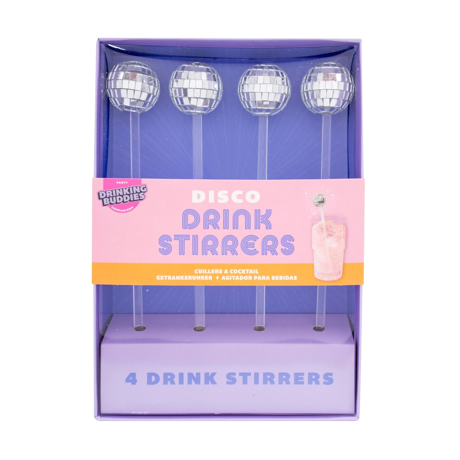 NPW Disco Drink Stirrers 4pcs Set Silver