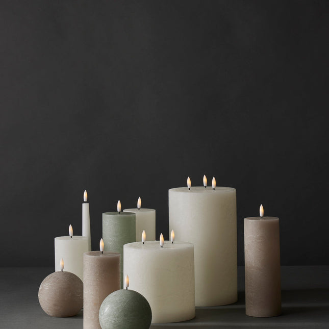 Amalfi Hughe LED Flickering Pillar Candle Rustic White 7.5x7.5x15cm