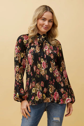 Pleated Blouse Floral