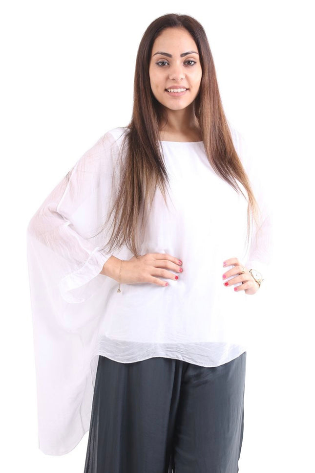 Italian Silk Batwing White