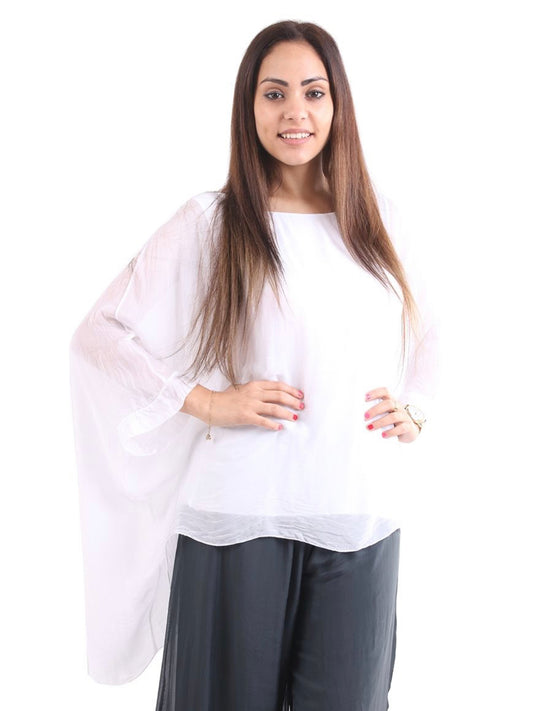 Italian Silk Batwing White