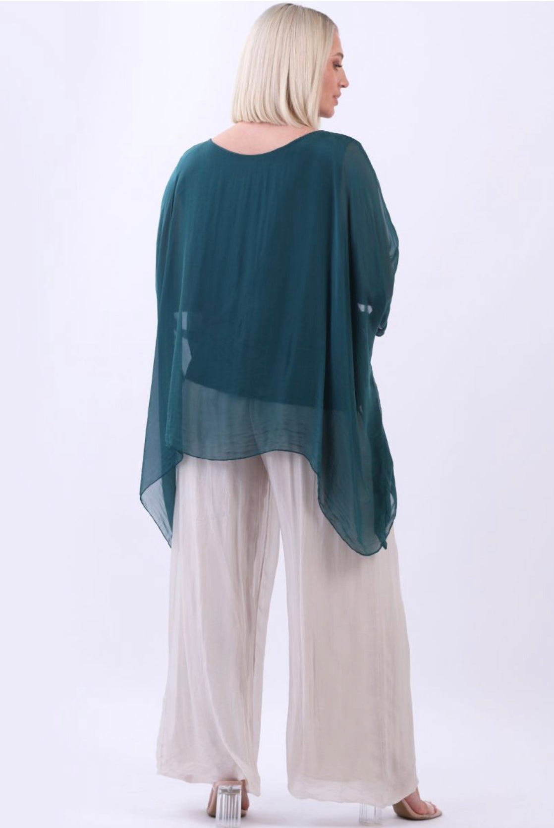 Italian Silk Batwing Peacock Green