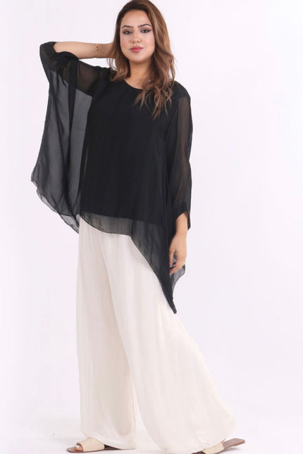 Italian Silk Batwing Black