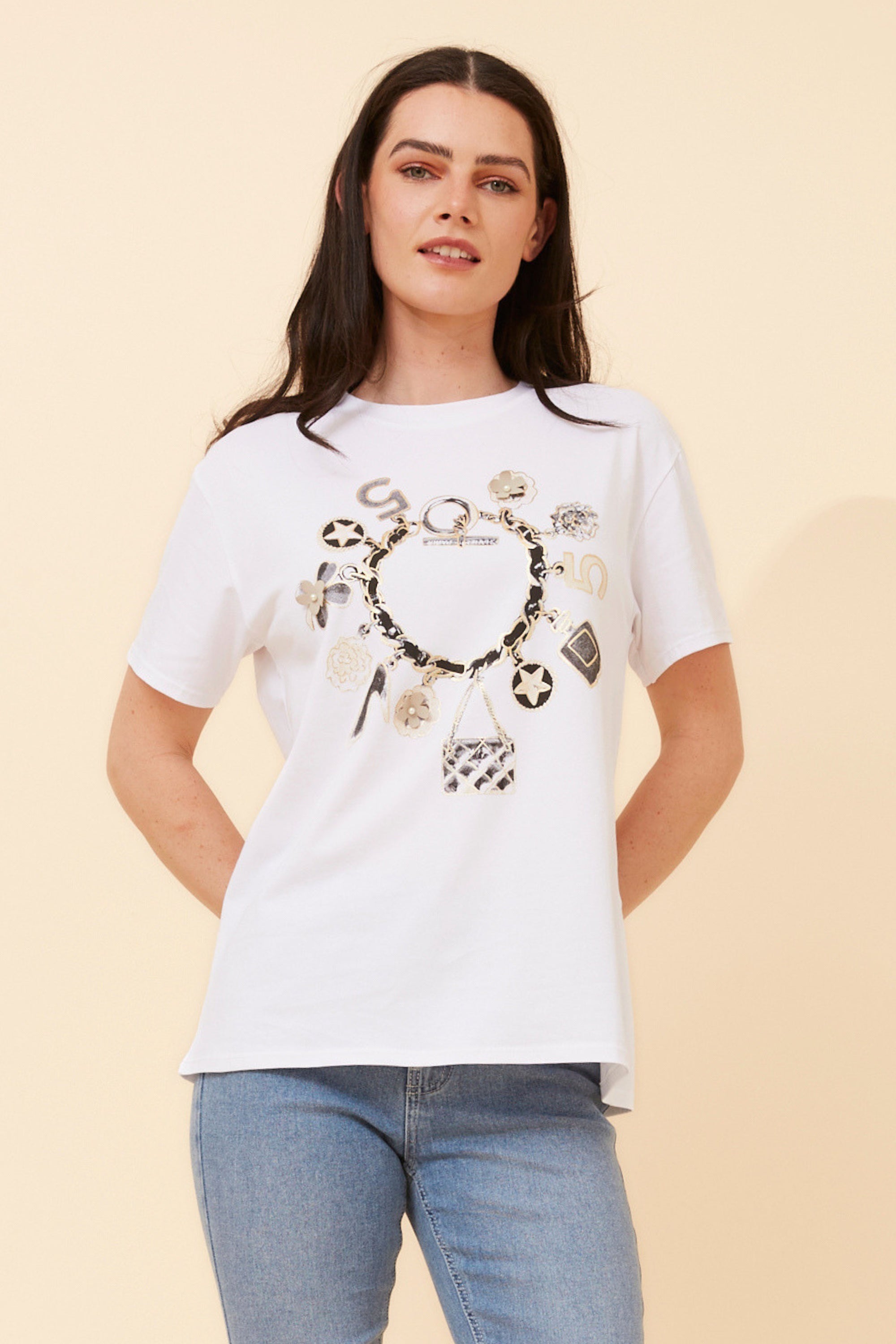 Short sleeve graphic foil print t-shirt