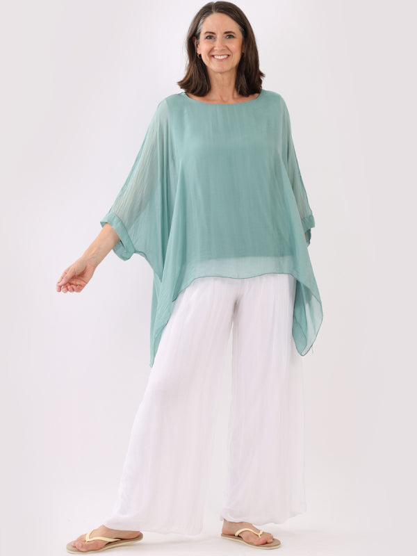 Italian Silk Batwing Ocean Blue