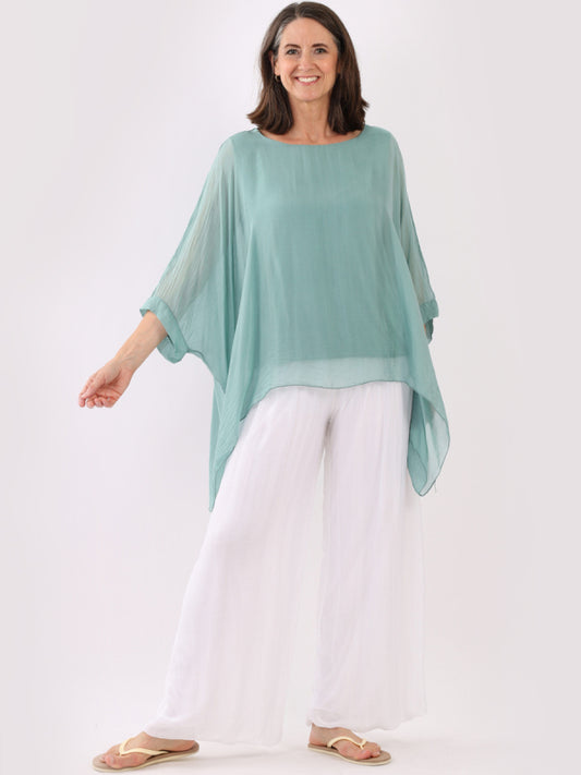 Italian Silk Batwing Ocean Blue