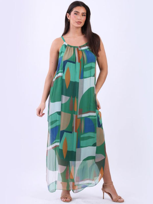 Donatela 2 Layered Silk Dress | Green