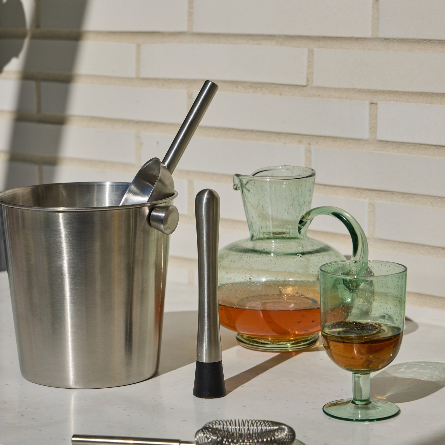 Davis & Waddell Brooklyn Stainless Steel Ice Bucket 2.8L with 3pcs Barware Set Silver