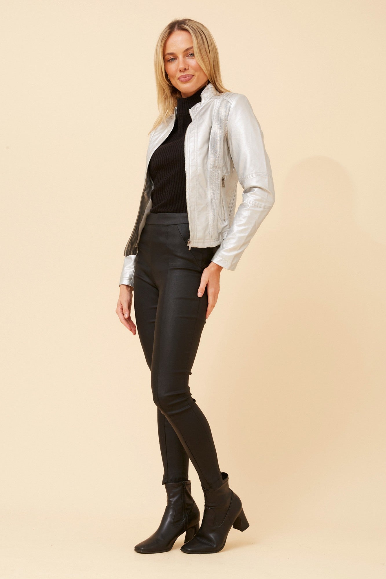 BECKY VEGAN LEATHER BIKER JACKET
