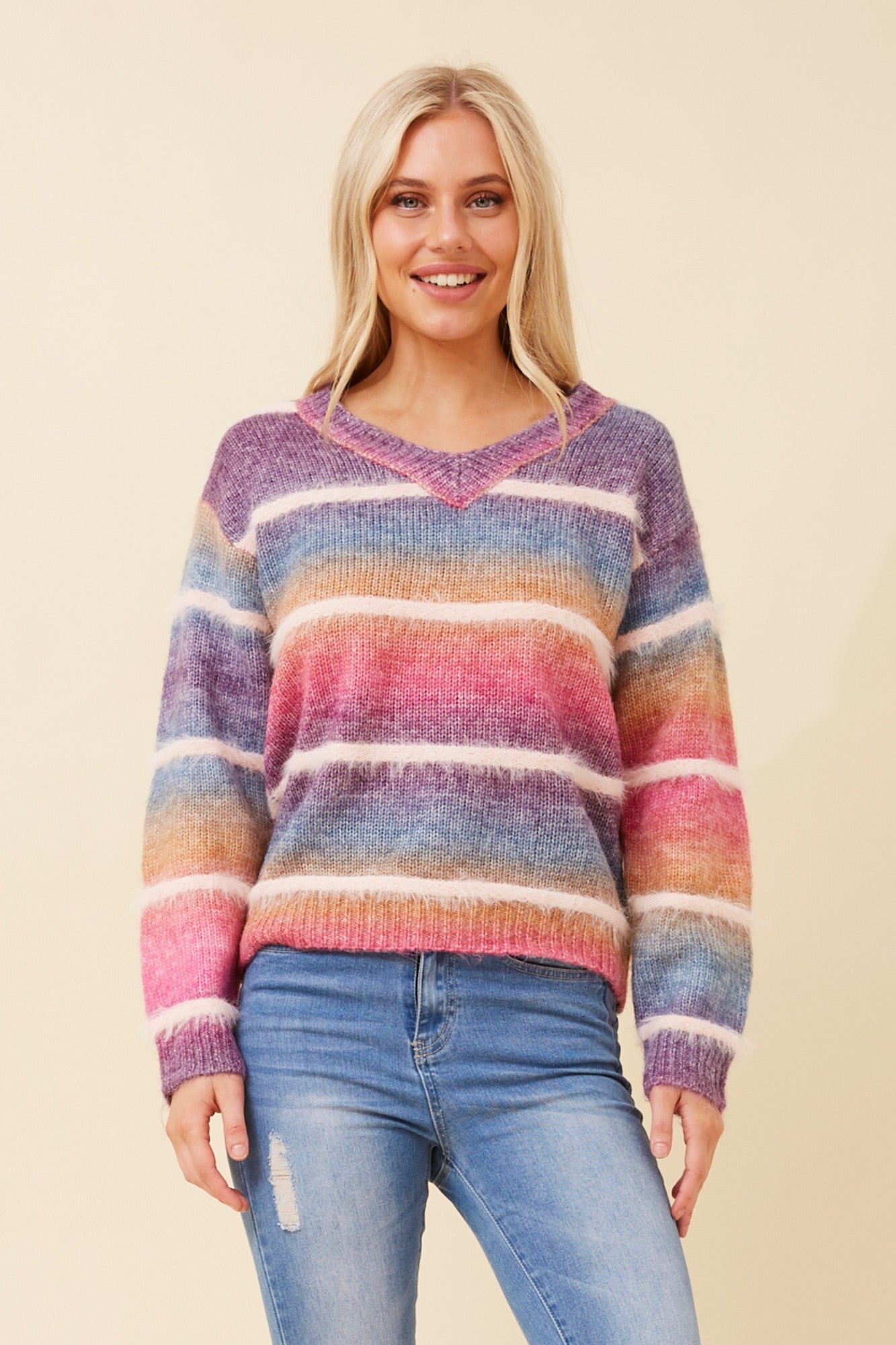 DILARA STRIPE KNIT PULLOVER