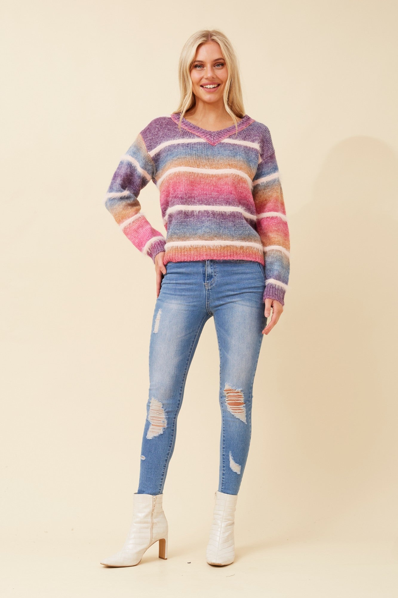 DILARA STRIPE KNIT PULLOVER