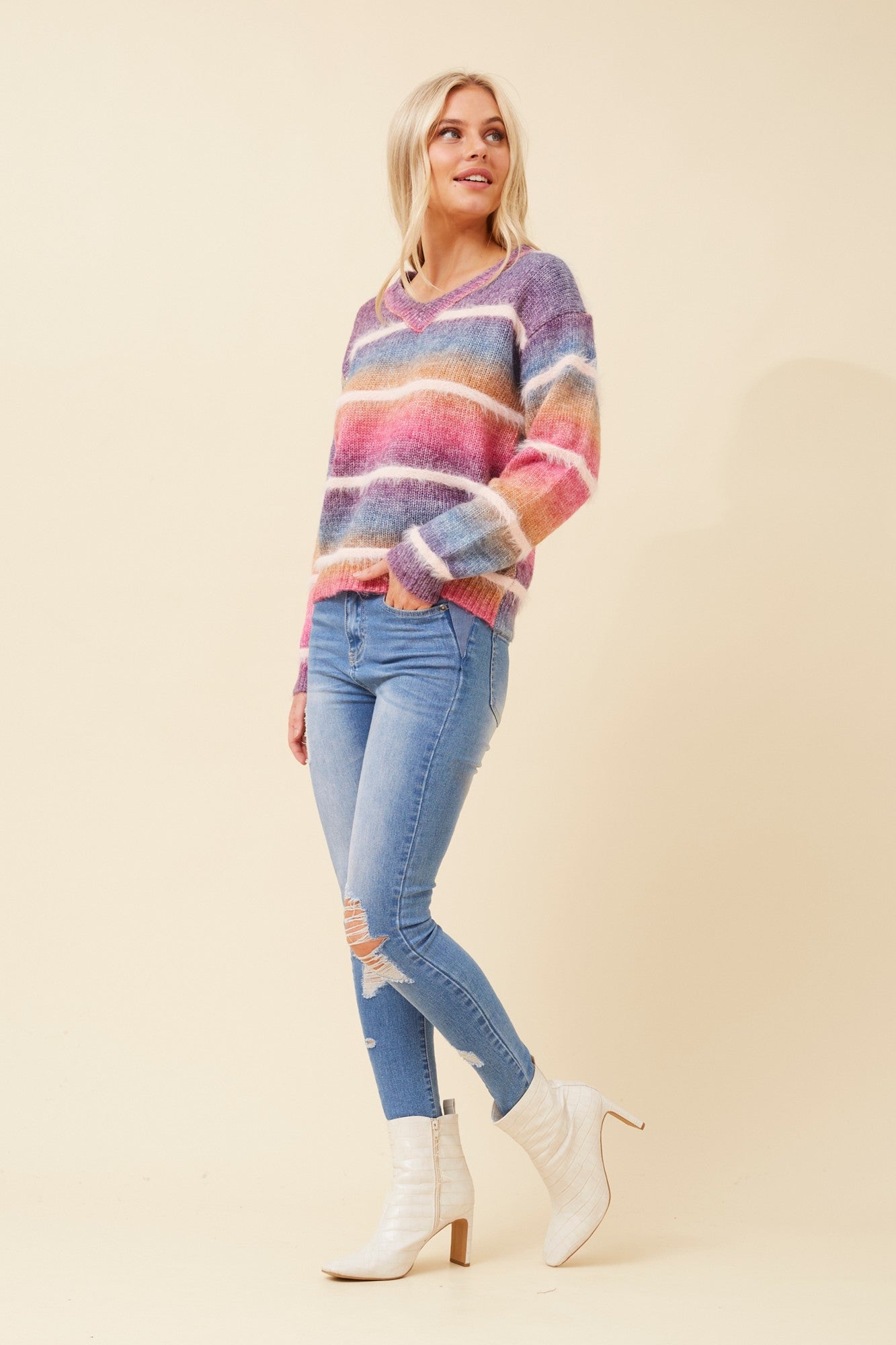 DILARA STRIPE KNIT PULLOVER