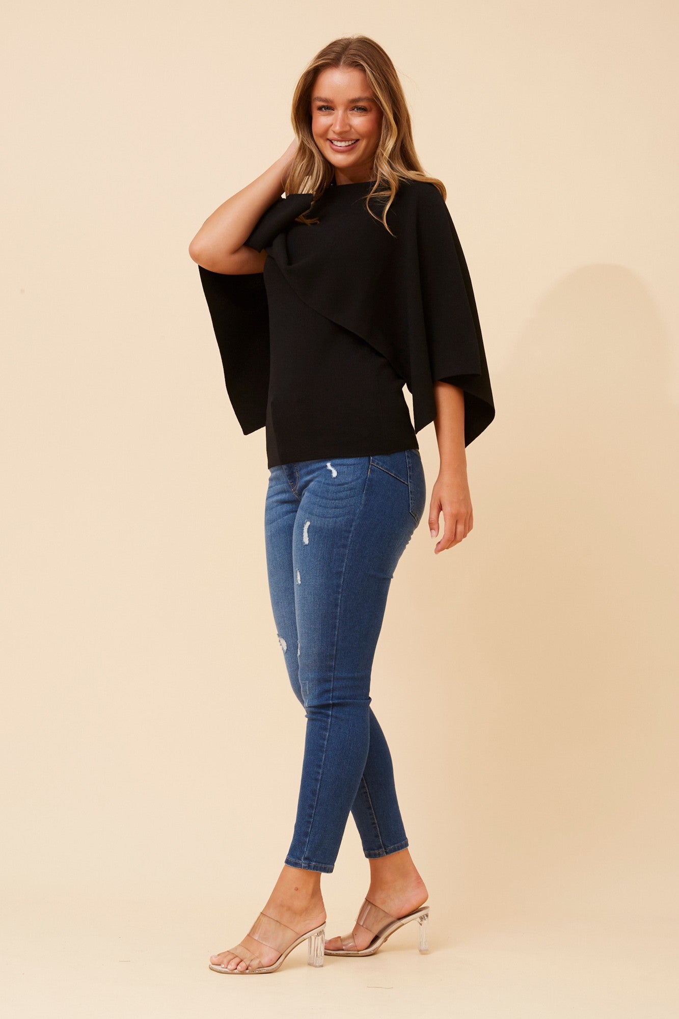 CLARETTA DOUBLE LAYERED KNIT PULLOVER