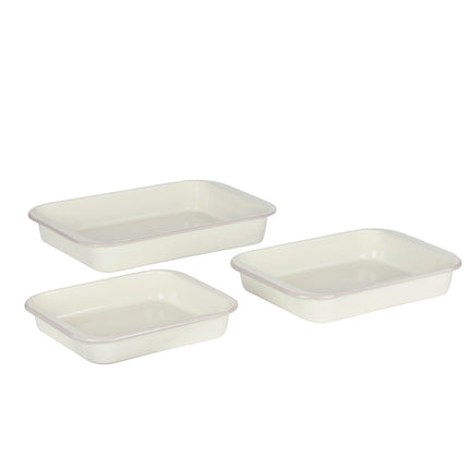 Davis & Waddell Daylesford Enamel Baking Tray 3pcs Set Cream