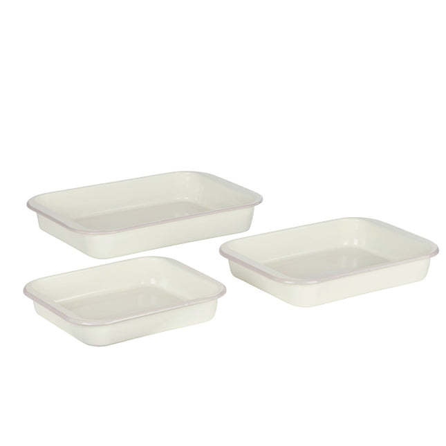 Davis & Waddell Daylesford Enamel Baking Tray 3pcs Set Cream