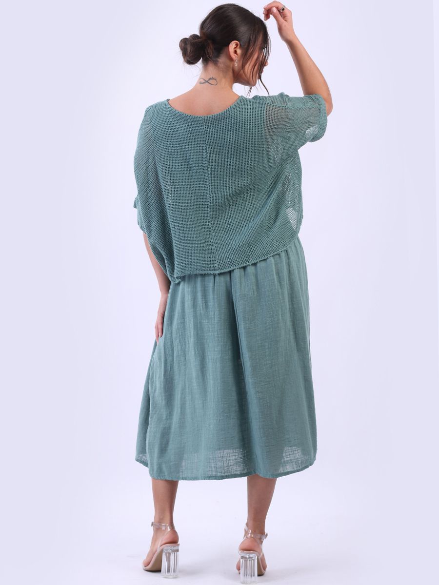 Italy 2 Layer Mesh Net Cotton Midi Dress