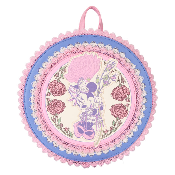 Disney - Minnie Floral and Lace 9" Faux Leather Mini Backpack