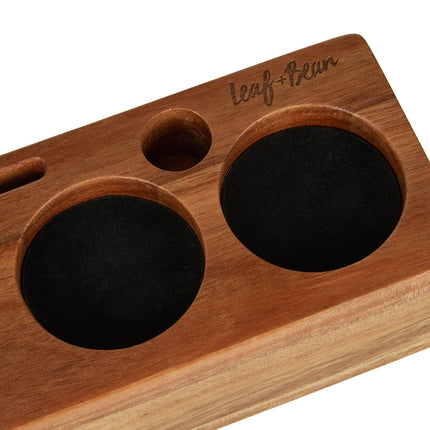 Leaf & Bean Espresso Tamper Station Acacia Wood Brown