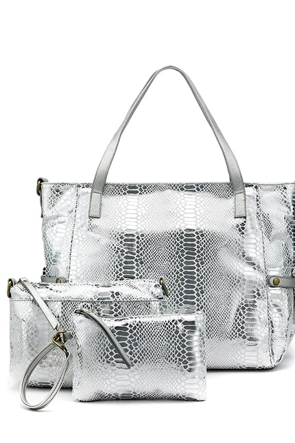 Natalia Silver 3 Piece Handbag Set