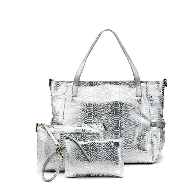 Natalia Silver 3 Piece Handbag Set