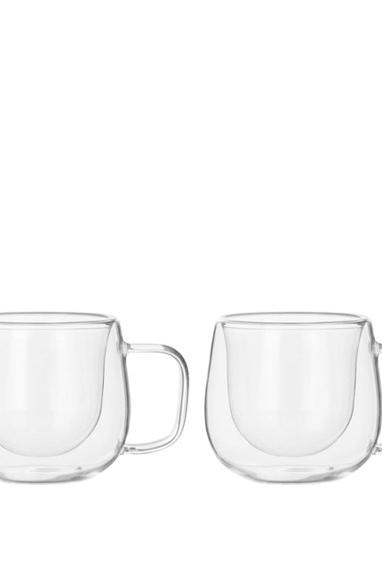 Leaf & Bean Double Wall Glass Mug 2pcs Set Clear